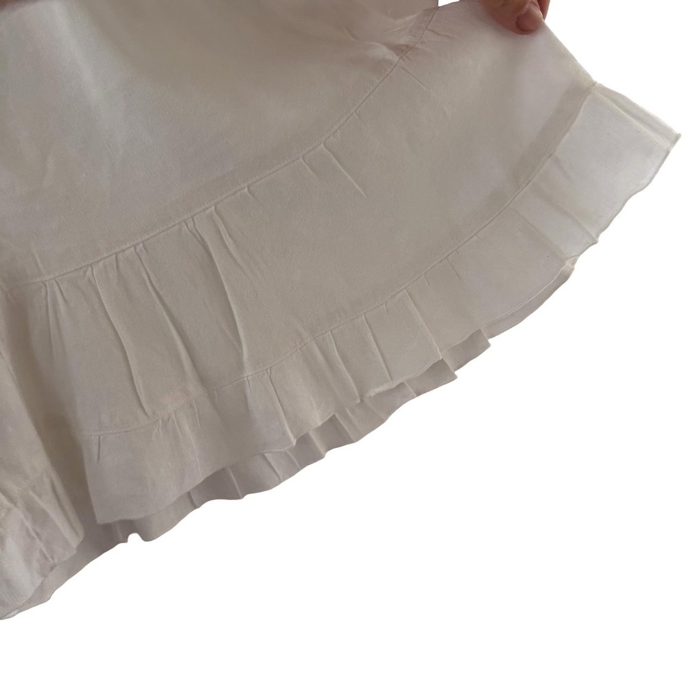 Kleen Culotte Shorts Womens XL White Ruffle Hem Flowy Linen Boho Casual Artisan - Picture 7 of 14